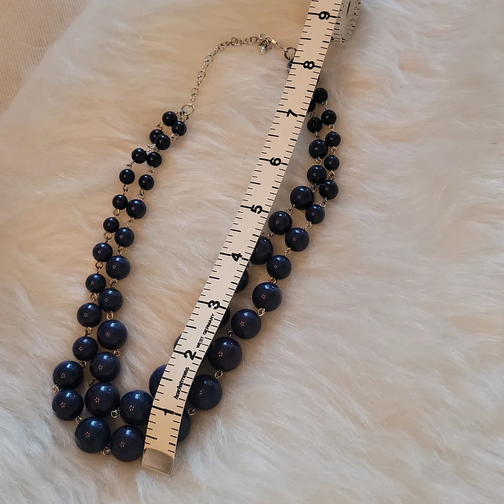 Women's Navy Blue‎ Two Strand Beaded Necklace